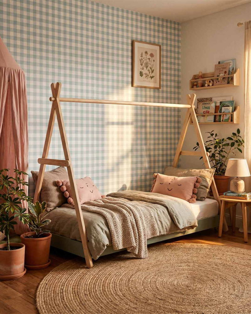 Cama infantil cabaña RAIA VISTA DECORADA VERDE