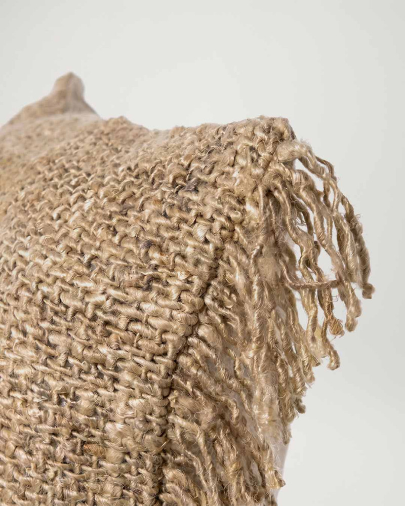 Cojín de Yute Natural con Flecos | Textura Artesanal | Rey Home