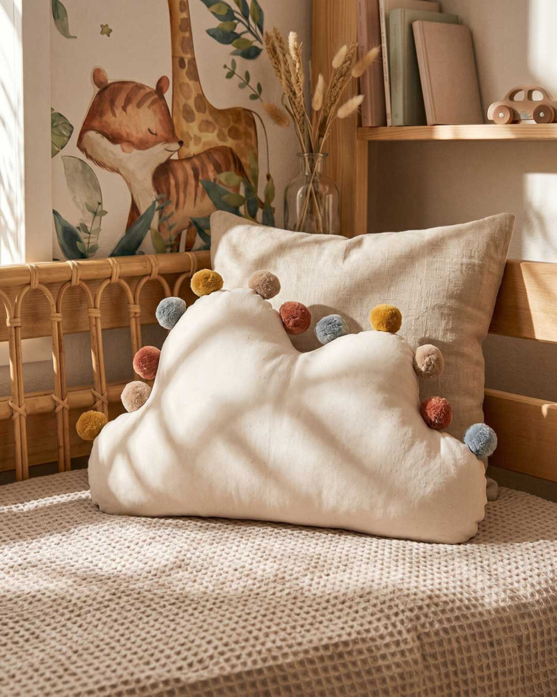 Cojín nube Arlequín multicolor | Decoración infantil moderna – Rey