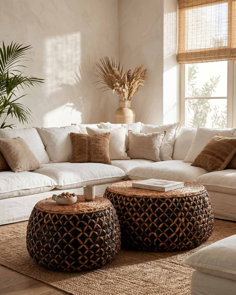 Set 2 Mesas de Centro Trenzadas | Diseño Natural y Elegante