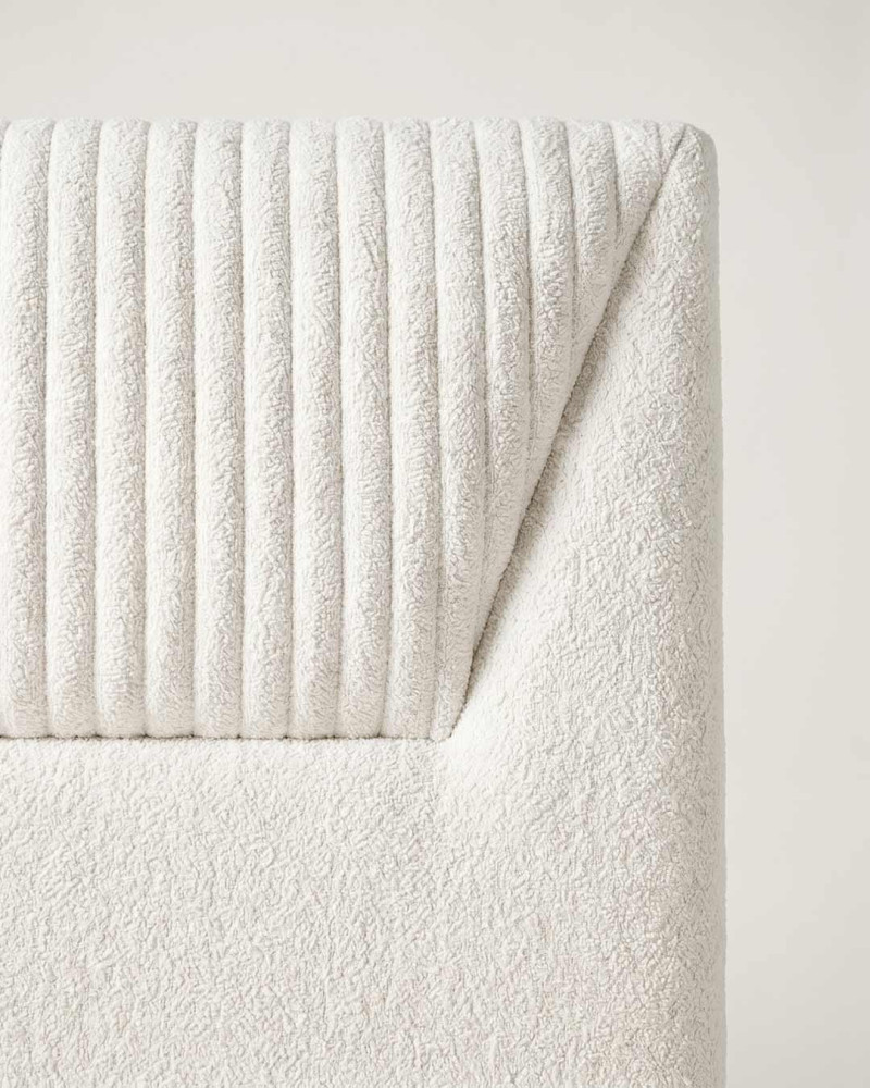 Cabecero tapizado liso LAVEN blanco vista detalle