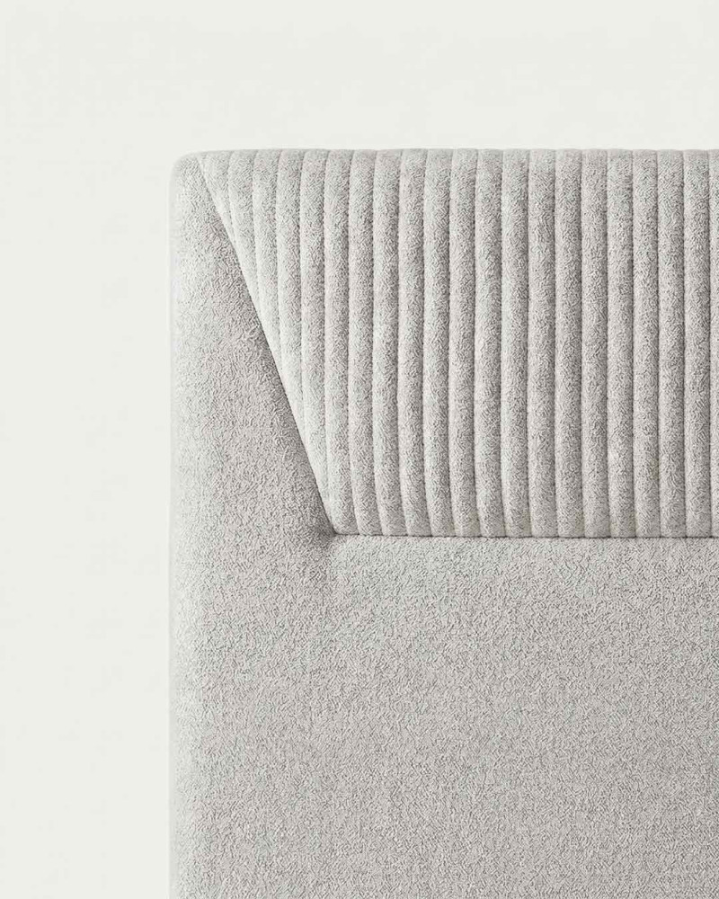 Cabecero tapizado liso LAVEN gris vista detalle