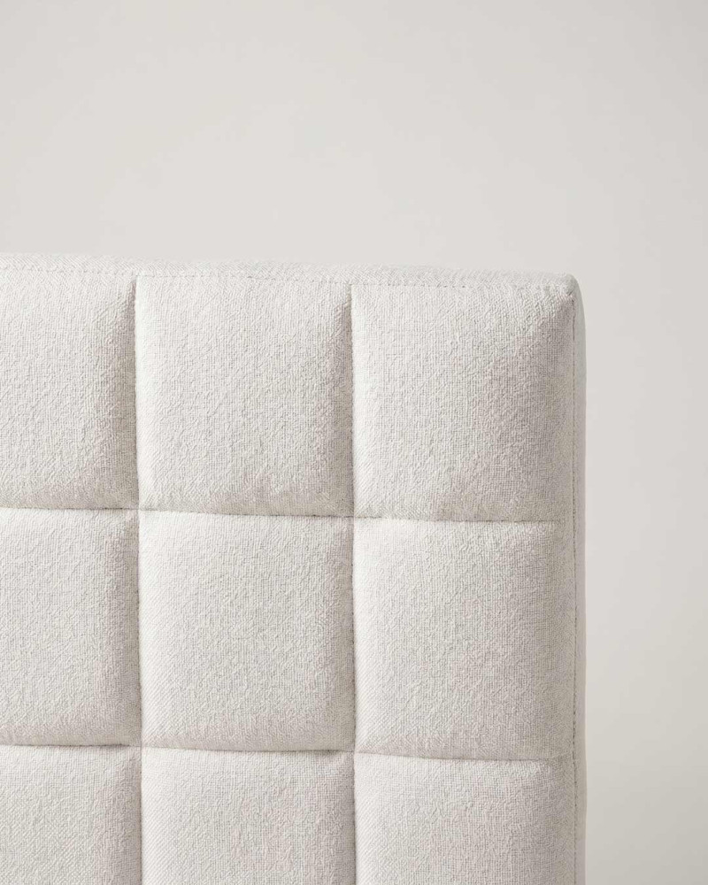 Cabecero tapizado cuadros TIRON blanco vista detalle