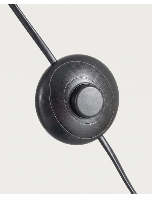 Lámpara pie marron tejido madera CALVOR detalle interruptor