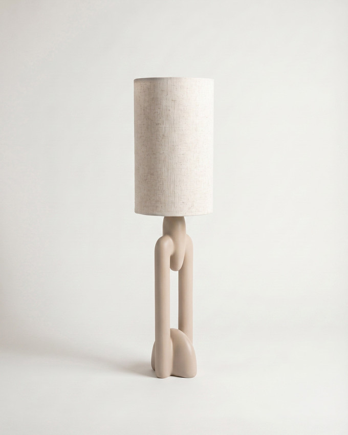 Lámpara de pie beige resina MERAK
