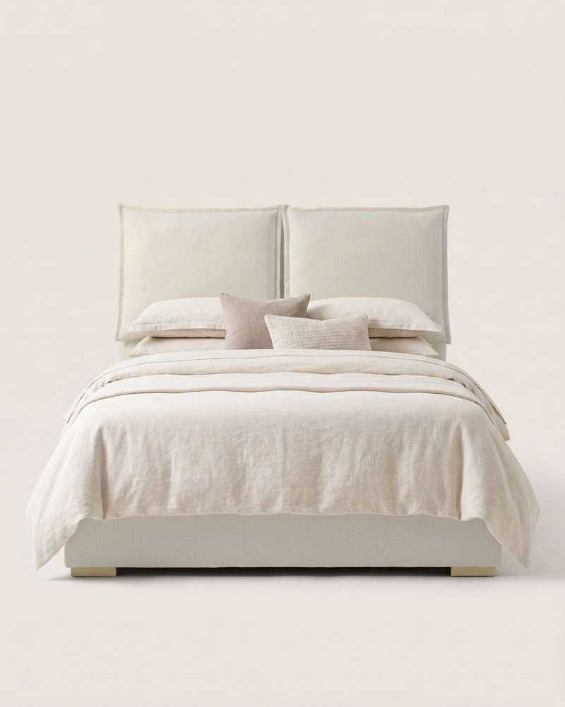 Cabecero doble cojín VALENZO beige vista ambiente