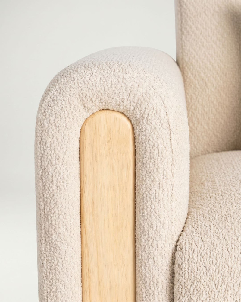 Sofá Cama Nórdico Beige con Detalles en Madera | Muebles Rey
