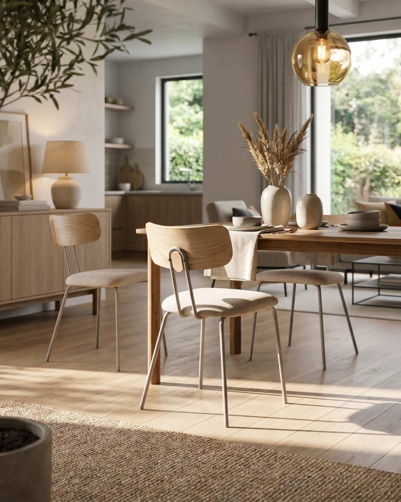 Silla KANO color beige vista decorada