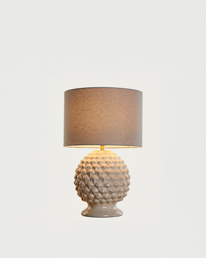 Lámpara mesa gres piña blanco NIRVA