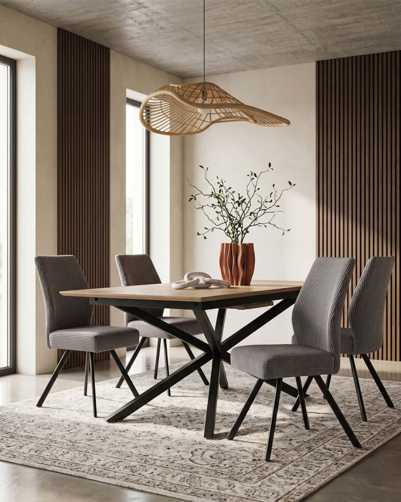 Silla de comedor asiento con muelles KETO gris-ambiente