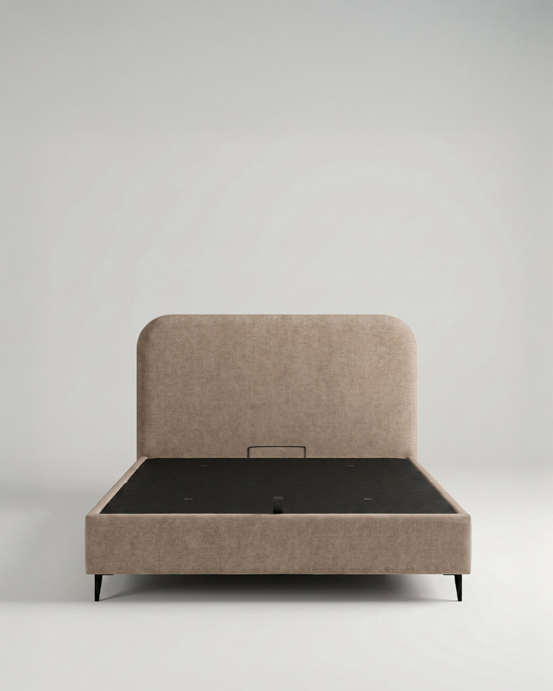 Cama tapizada elegante SAVEN vista frontal piedra