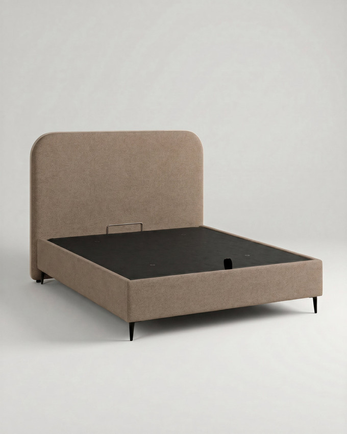 Cama tapizada elegante SAVEN vista 3/4 piedra