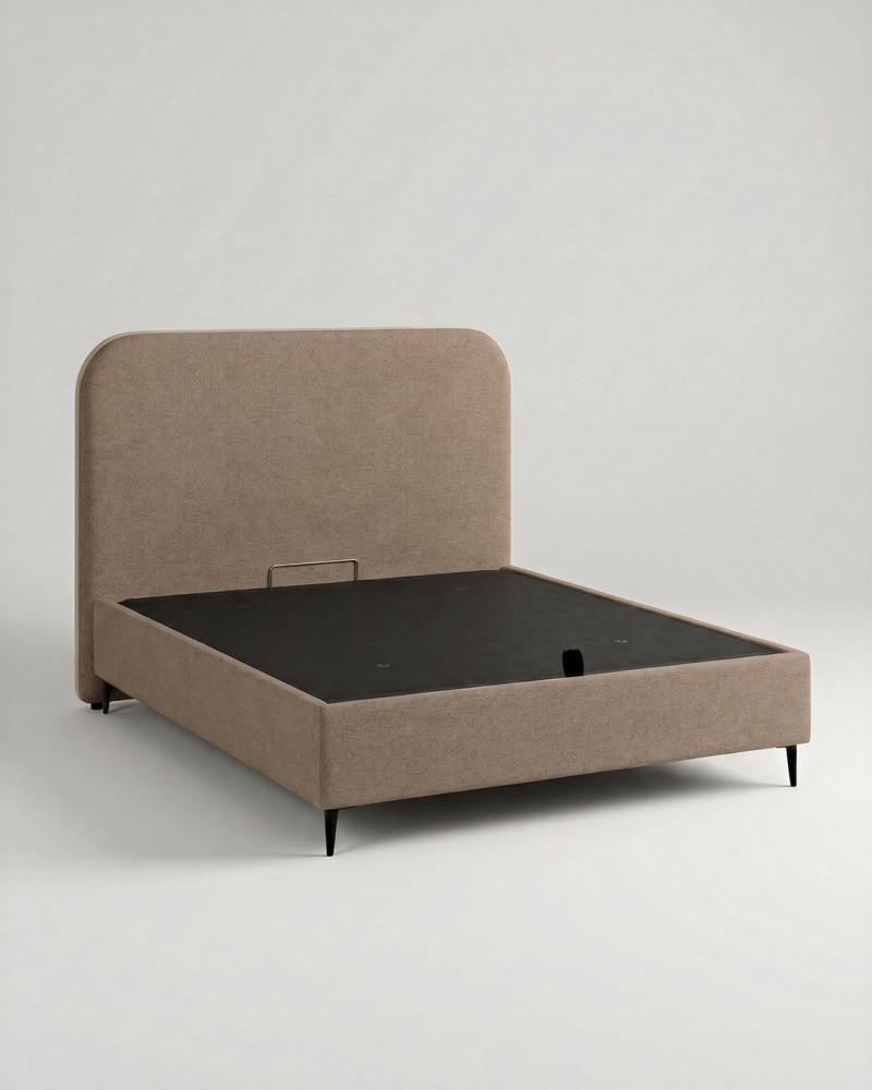 Cama tapizada elegante SAVEN vista 3/4 piedra