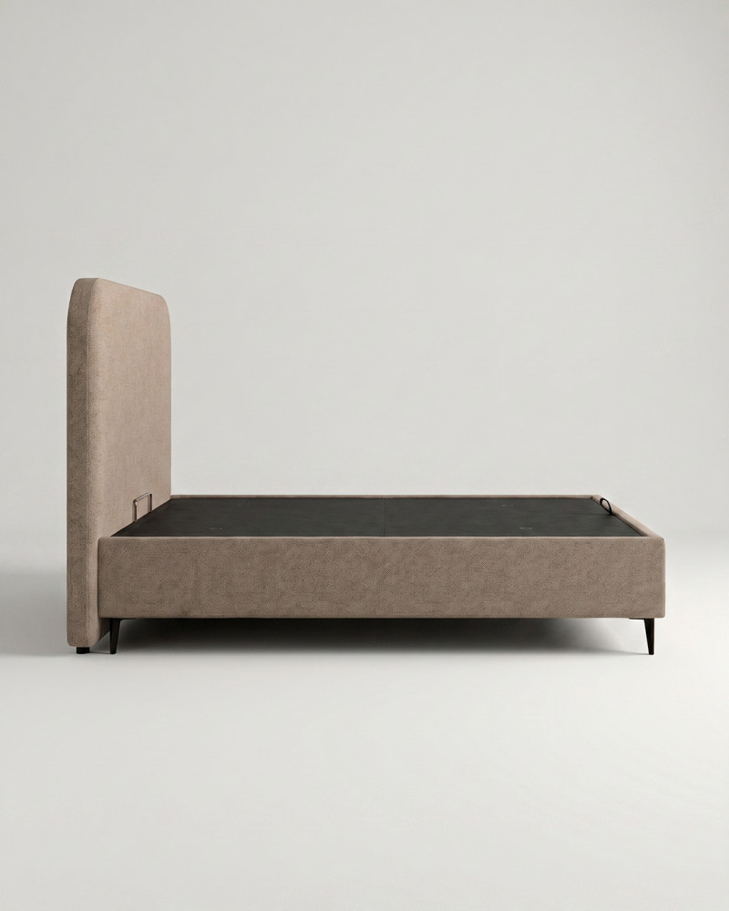 Cama tapizada elegante SAVEN vista lateral piedra