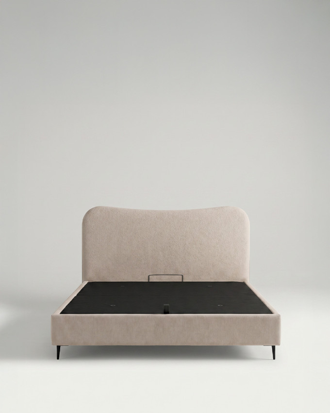 Cama tapizada con canapé con patas ORENZA