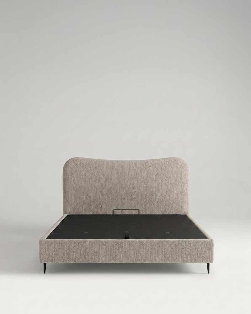 Cama tapizada con canapé con patas ORENZA vista frontal raisa2