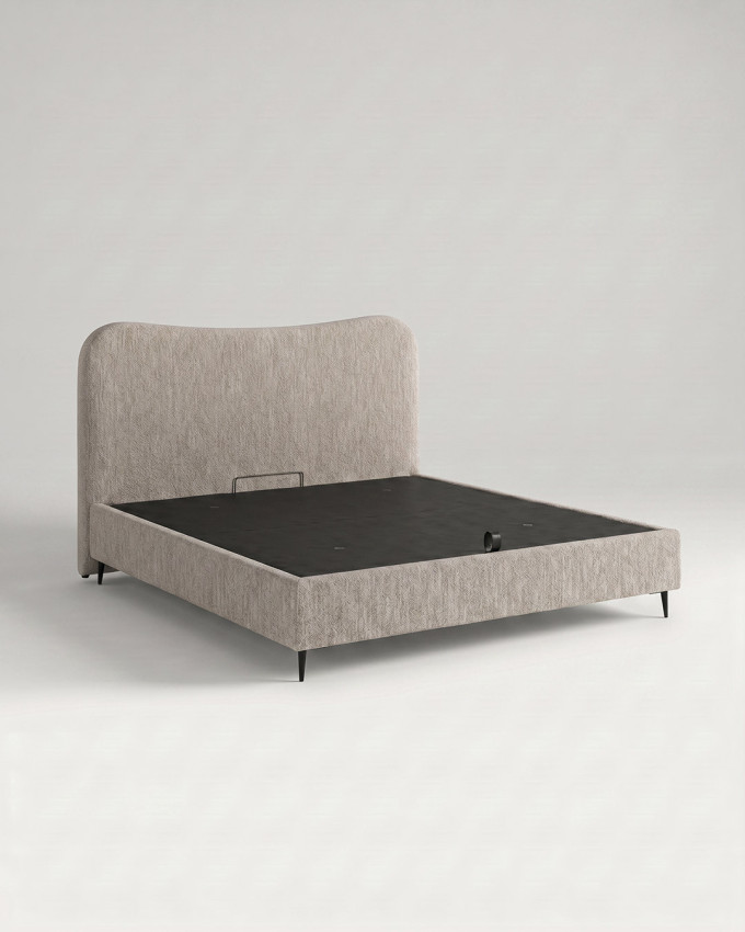 Cama tapizada con canapé con patas ORENZA vista 3/4 raisa2