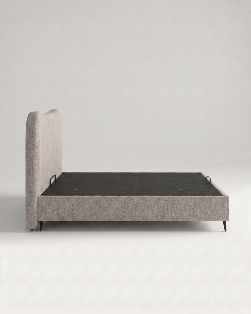 Cama tapizada con canapé con patas ORENZA vista lateral raisa2