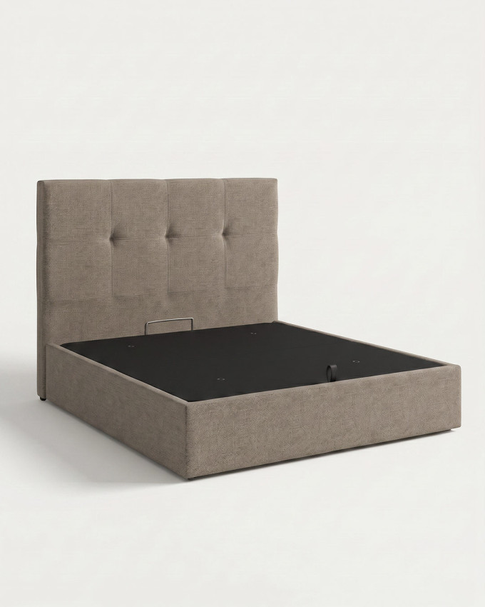 Cama tapizada NILVA vista 3/4 piedra