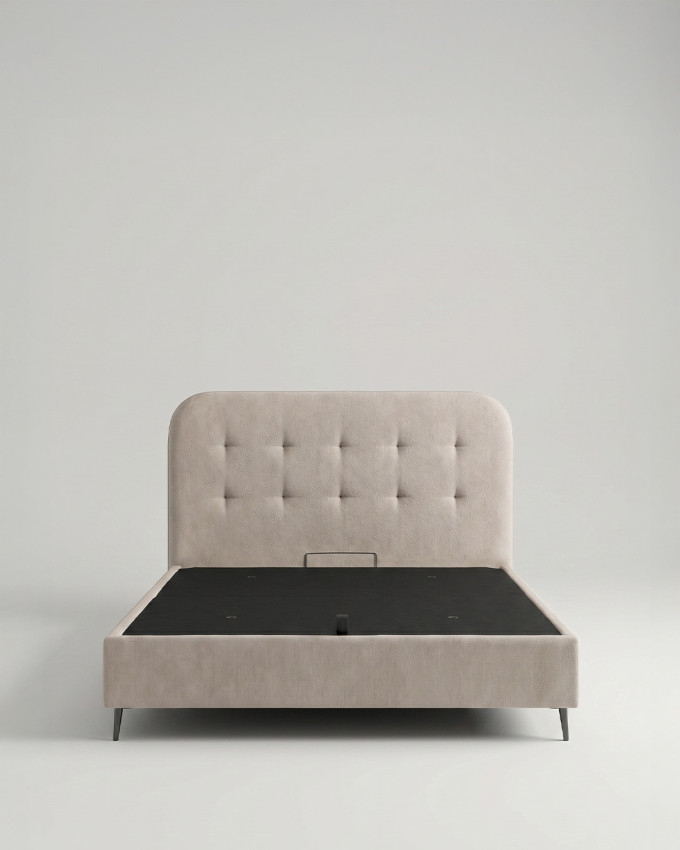 Cama tapizada con canapé con patas OLVIA