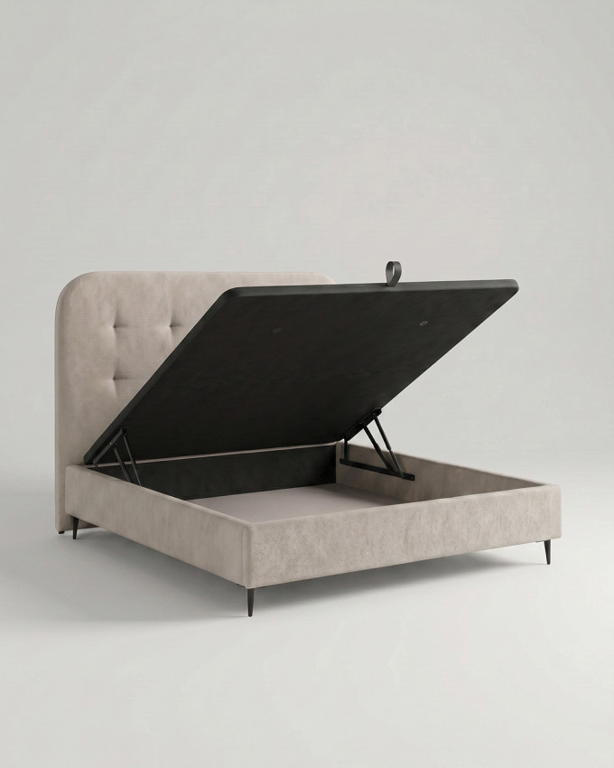 Cama tapizada con canapé con patas OLVIA