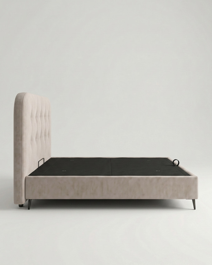 Cama tapizada con canapé con patas OLVIA