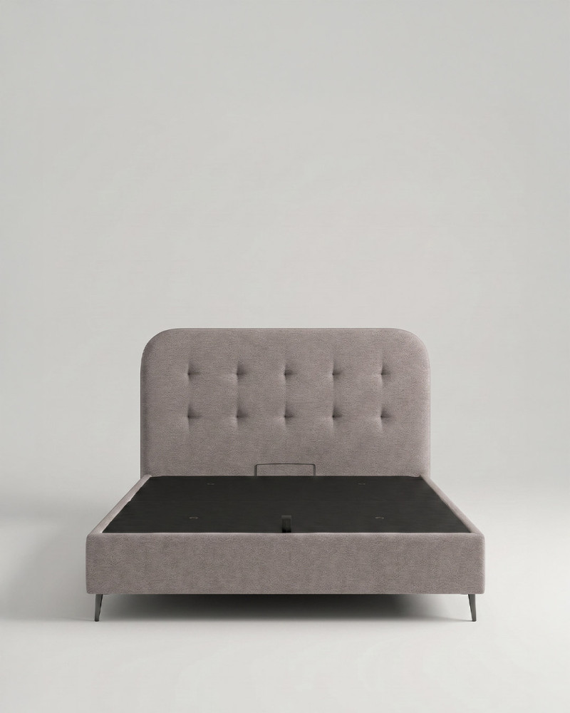 Cama tapizada con canapé con patas OLVIA vista frontal hamster