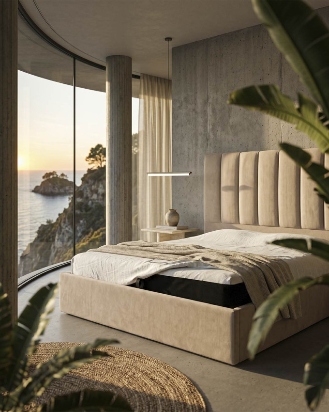 Cama tapizada con canapé abatible TAREN