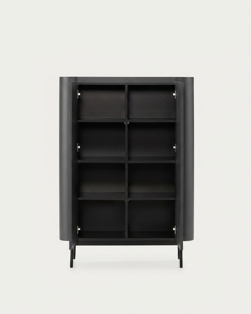 Mueble auxiliar INKU negro vista frontal mueble abierto