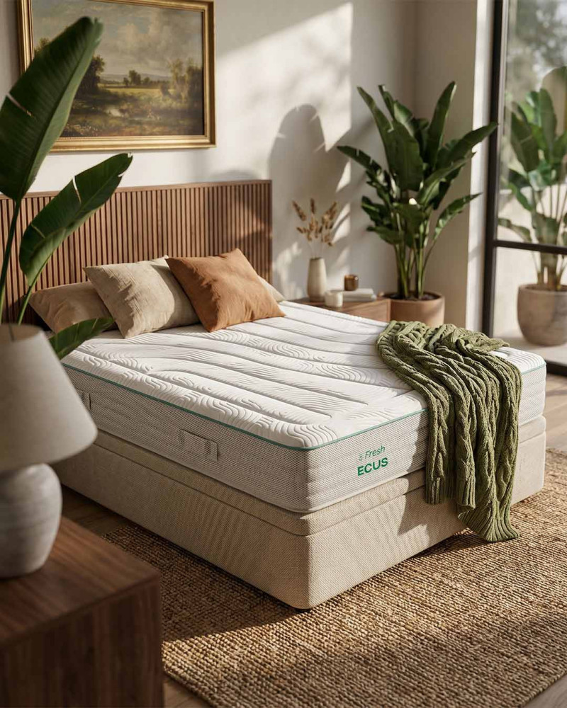Colchon muelle ensacado x-cool ICE CARE WALSEN vista decorada 3/4 minmalista