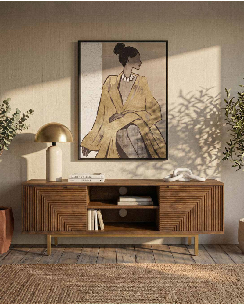 Mueble tv madera mango SANTORINI ambiente
