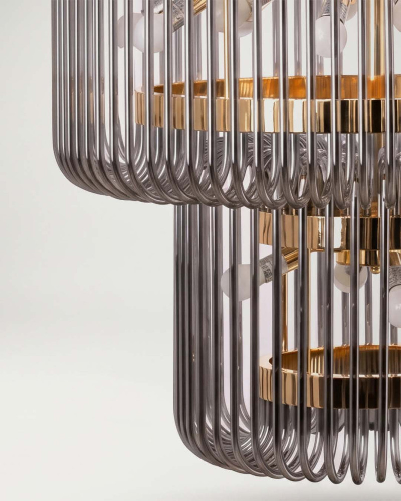 Lampara Techo Oro Gris Cristal AURENO | Rey Home