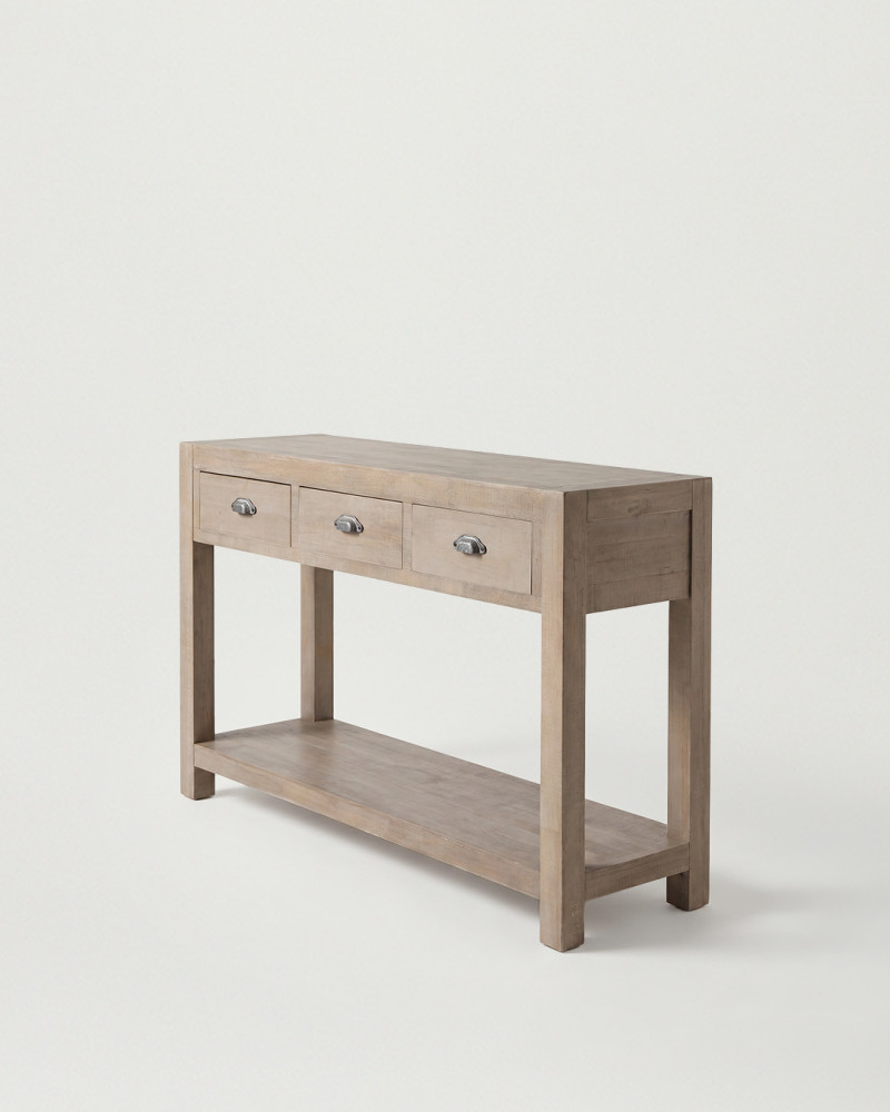 Consola en madera natural HARPER lado