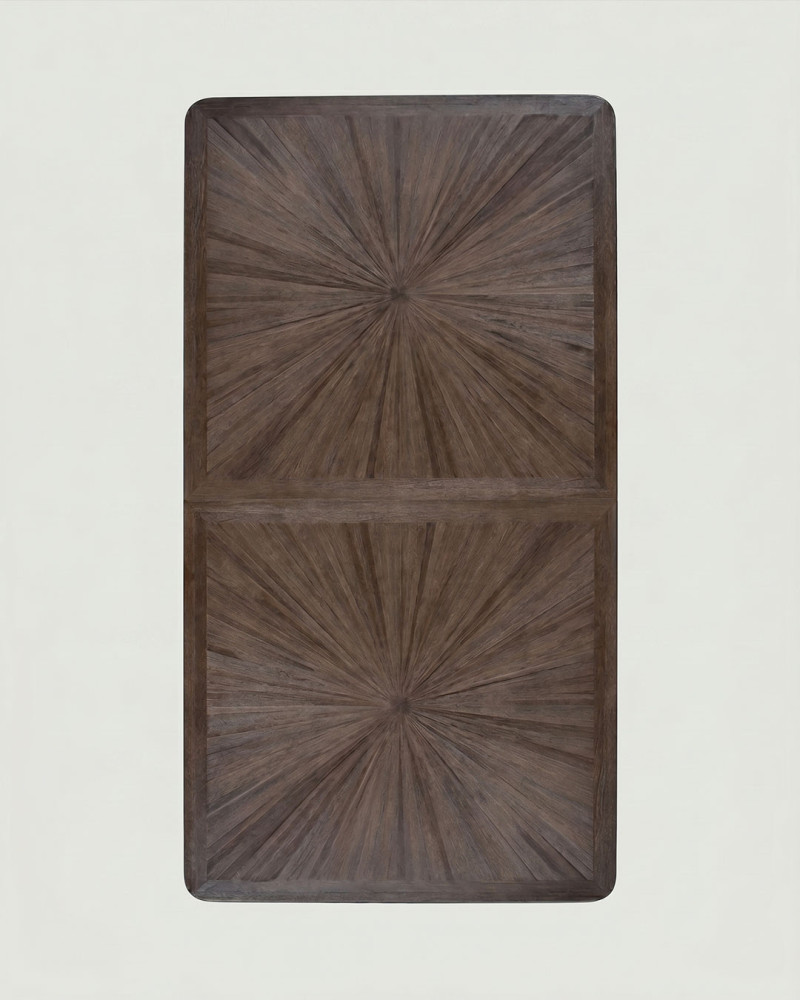 Mesa de comedor VILMA vista picada absoluta para apreciar el diseño de la mesa