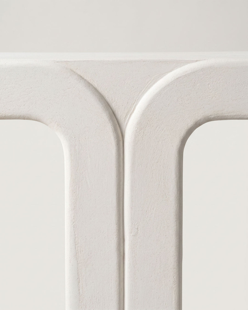 Consola blanca AVA vista de detalle de la parte centra del producto superior frontal