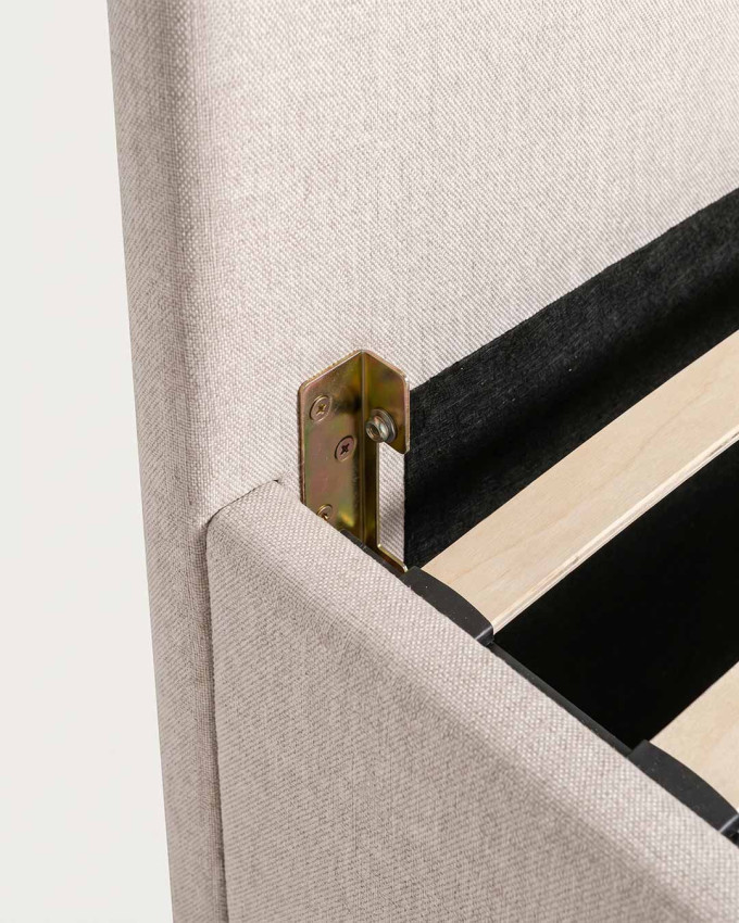 Cama tapizada en tejido beige CARVEN