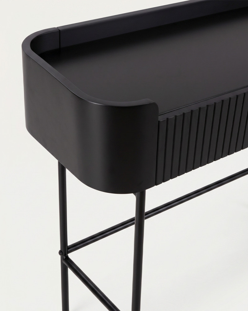 Recibidor con patas alta metálicas DREVA vista de detalle de la perte superior negro