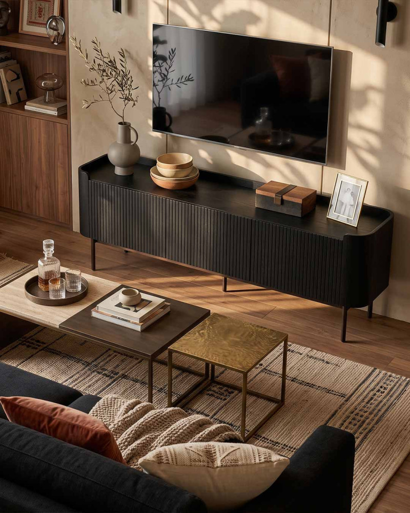 Mueble TV SEALA vista decorada 2 del mueble negro