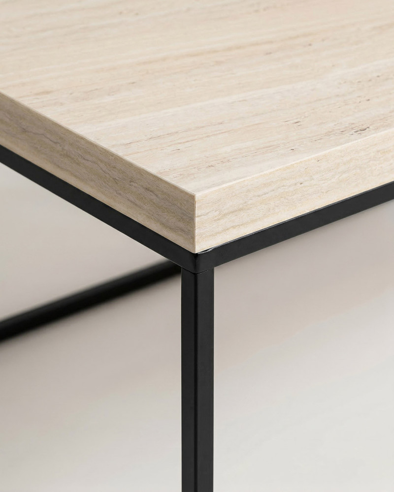 Mesa de centro KOA | Rectangular, estilo industrial con sobre efecto piedra
