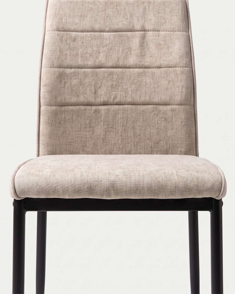 Silla comedor OTOÑO vista de detalle parte frontal respaldo y asiento crema