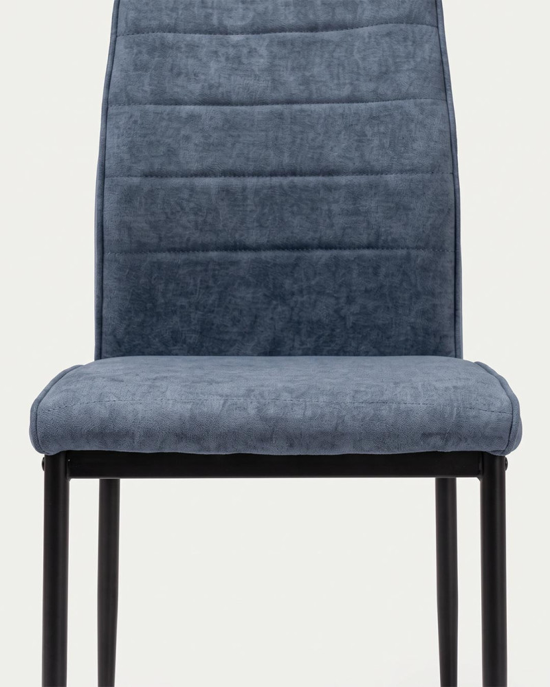 Silla comedor OTOÑO vista de detalle parte frontal respaldo y asiento azul