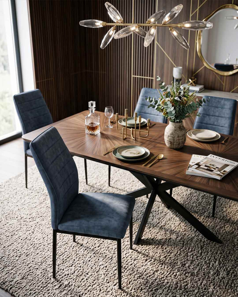 Silla comedor OTOÑO vista decorada enfoque picado y cercano azul