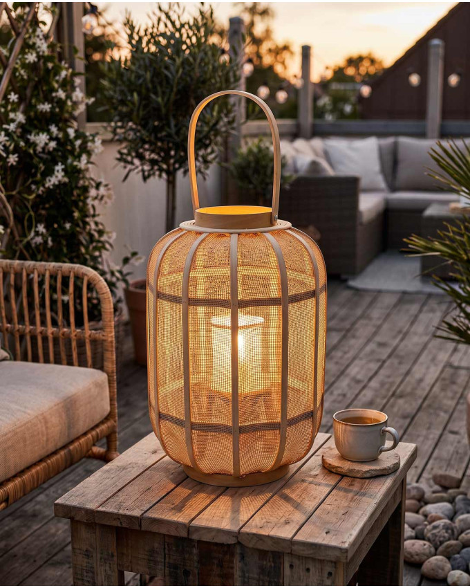 Farol de ratán con asa NARA