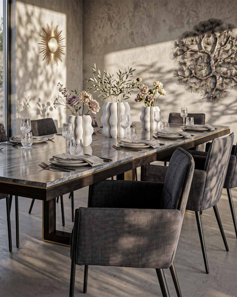 Silla RISCO vista decorada de la silla gris en una mesa