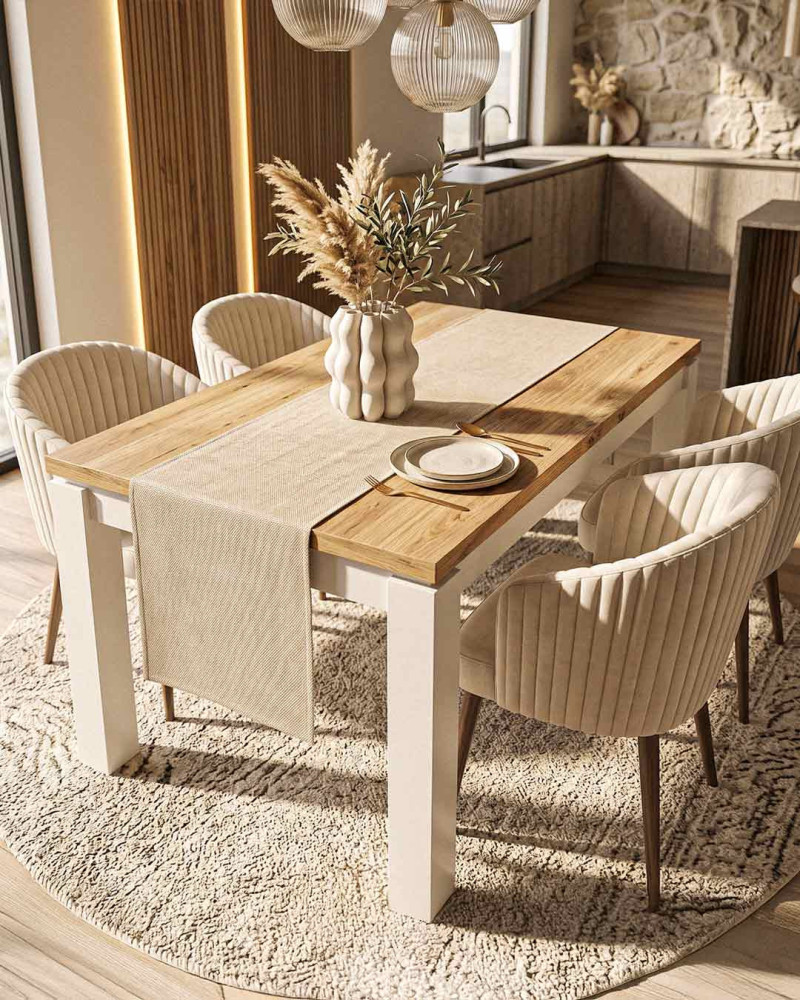 Mesa de comedor extensible OSLO vista decorada picada