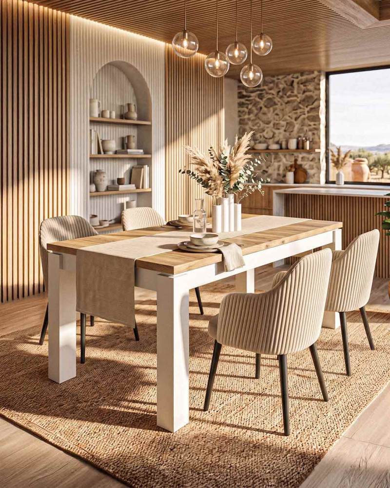 Mesa de comedor extensible OSLO vista decorada extendida