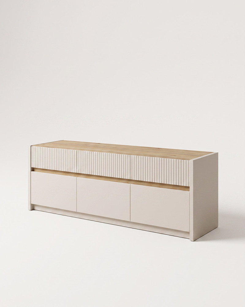 Mueble TV con luces led integradas OSLO vista 3/4