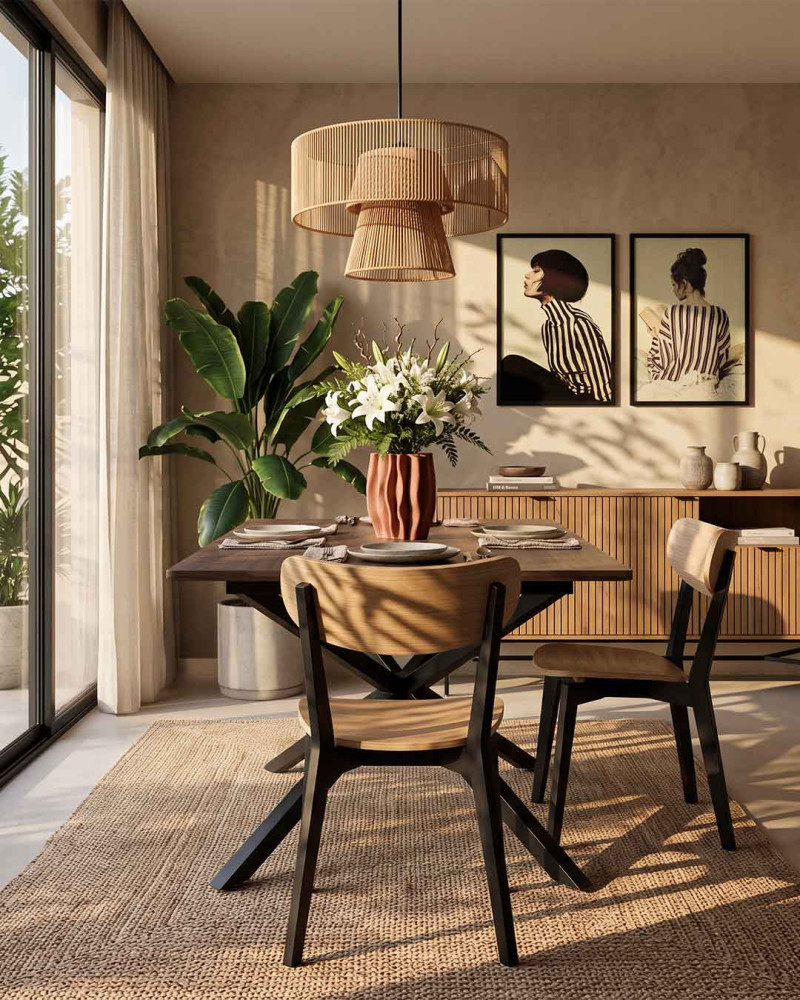 Pack de 2 siilas de comedor roble VALI-decorada negro
