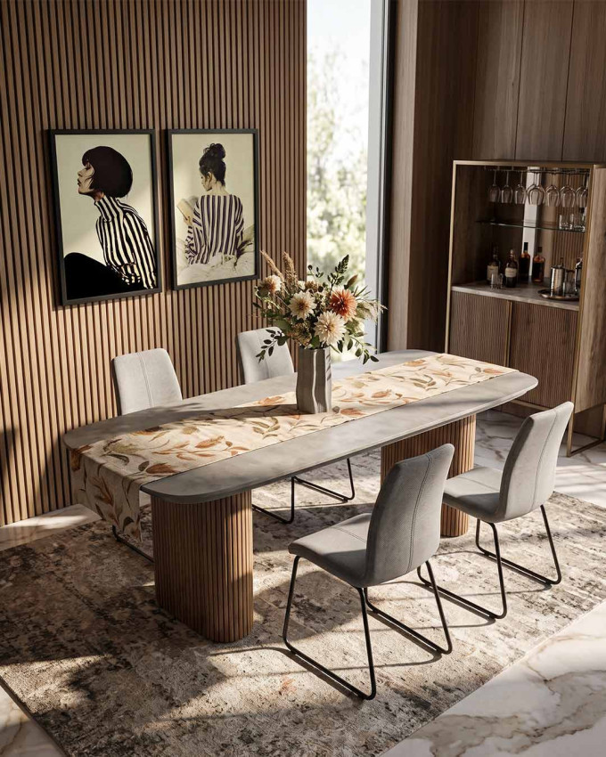 Mesa comedor microcemento y roble VERKAN