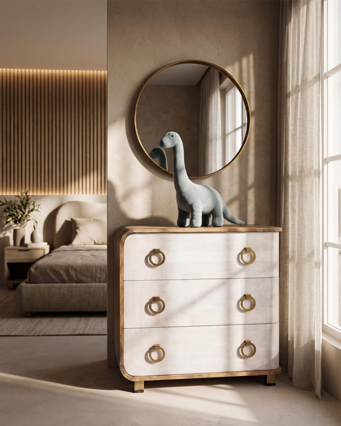 Cómoda blanco y madera RIVELA